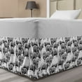 thumbnail image 1 of Cattle Bed Skirt, Vintage Engraved Style Herd of Sheep and Lamb with Fur on White Background, Elastic Bedskirt Dust Ruffle Wrap Around for Bedding Decor, 4 Sizes, Black and White, by Ambesonne, 1 of 2
