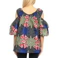 thumbnail image 2 of Sakkas Miranda Women's African Ankara Cold Shoulder Short Sleeve Flare Top Blouse - 38-Multi - One Size Regular, 2 of 5
