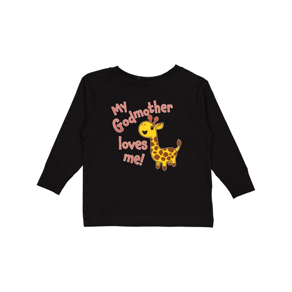Inktastic My Godmother Loves me- cute giraffe Boys or Girls Long Sleeve Toddler T-Shirt