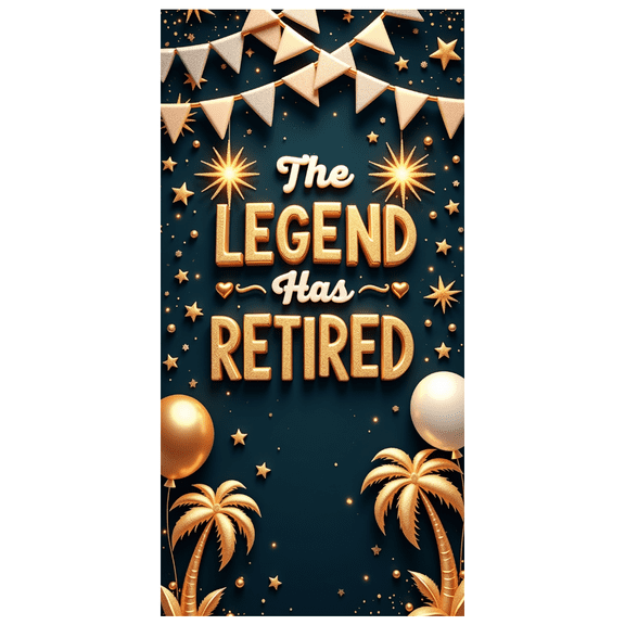 Decorative Design Retirement Banner Festive Elements Celebration Banner Silver Balloons Party Decoration The Legend for Retirement Party Indoor Decoration Festive Celebration