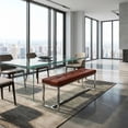 thumbnail image 4 of Cortesi Home Livio Contemporary Narrow Tufted Bench, Brown Leather like Vinyl, 4 of 8