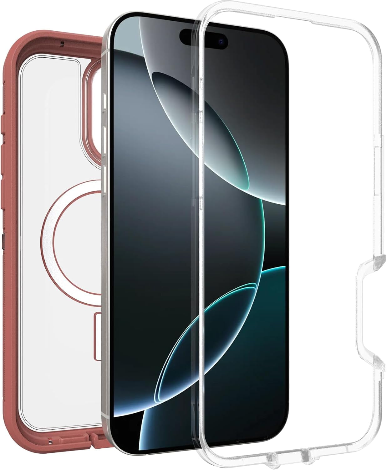 OtterBox iPhone 16 Pro Max (Only) - Defender Series Pro XT Case for MagSafe - Brick Red (Clear/Red) - Screenless - Lanyard Attachment - Retail Packaging