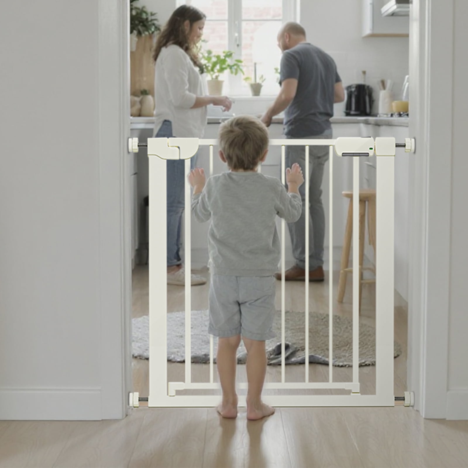 Mutak Baby Safety Gate, Baby Gates for Top Stairs Doorway, 29.5''- 46''Wide, High 36" , Pressure Mount, White