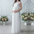 thumbnail image 2 of Maternity Sundress Pregnant Women Lace Long Maxi Dress Maternity Gown Photography Props Clothes(White,M), 2 of 6