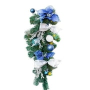 Barton 2Pcs 28" Prelit Christmas Home Decoration 8.20"Height Teardrop Swag Warm White Light Blue/White