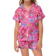 thumbnail image 2 of Gbsyewxs Girls Outfits 2 Piece Lapel Short Sleeve Independence Day Print Tops And Shorts Set Homewear Summer Girls Clothes Set Pink Size 4-5 Years, 2 of 4