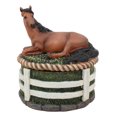 thumbnail image 5 of Ebros Brown Stallion Horse At Rest Round Jewelry Trinket Decorative Box 5.25"H, 5 of 7