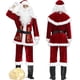 thumbnail image 1 of Conjunto navideño de pareja de Papá Noel rojo Vestido navideño para mujer con capucha Capa Camiseta navideña para hombre Pantalón Sombrero Barba Varias piezas, 1 of 5