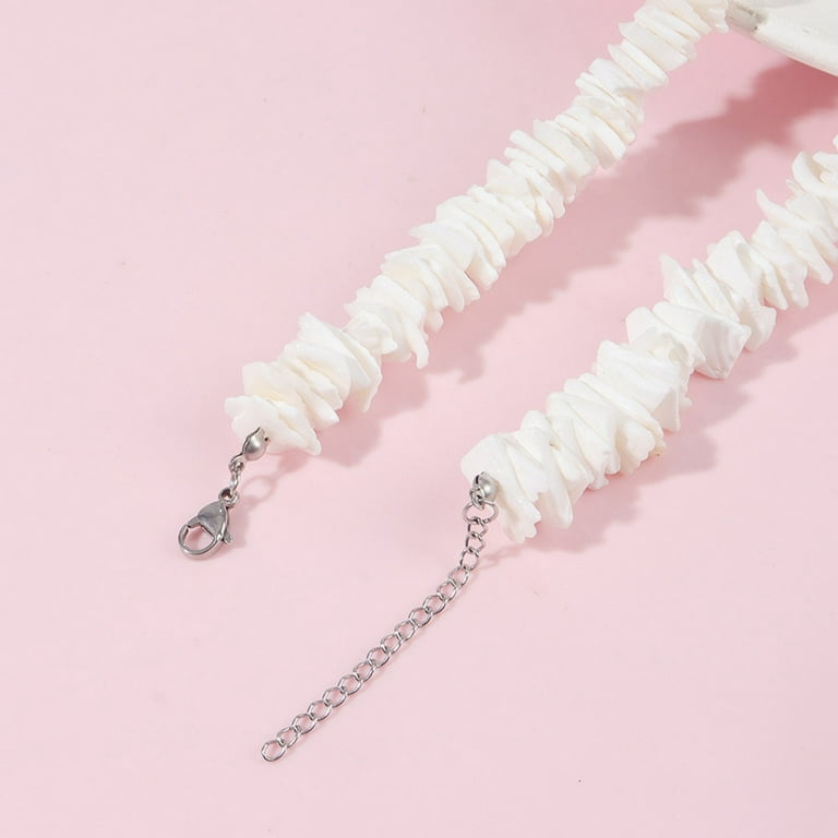 Collana Con Conchiglia Naturale Puka Quadrata Bianca, Stile