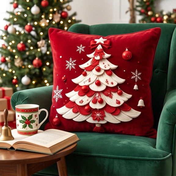 Inerposs Christmas Pillow Covers 18x18 Inch Square Xmas Decorative Sofa Case 1pc