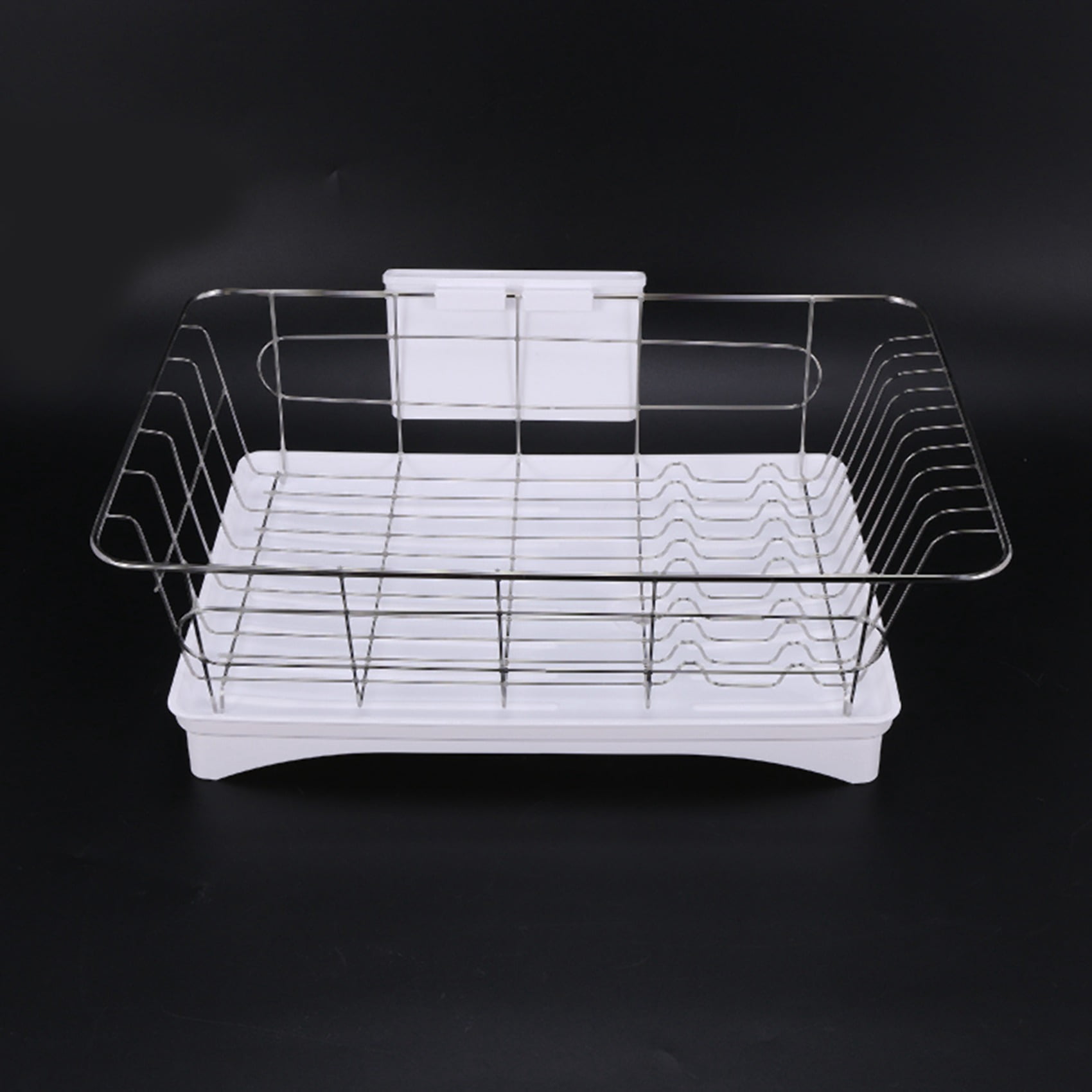 Stainless Steel Dish Drainer Drying Rack With 3-Piece Set Removable Rust Proof Utensil Holde For Kitchen Counter Storage Rack White
