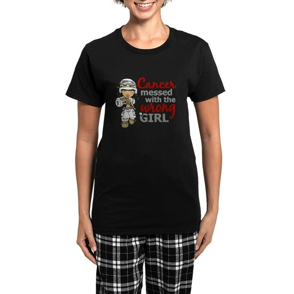 CafePress - Combat Girl Mesothelioma Women's Dark Pajamas - Women's Short Sleeve Print T-Shirt and Pants Dark Cotton Pajama Set