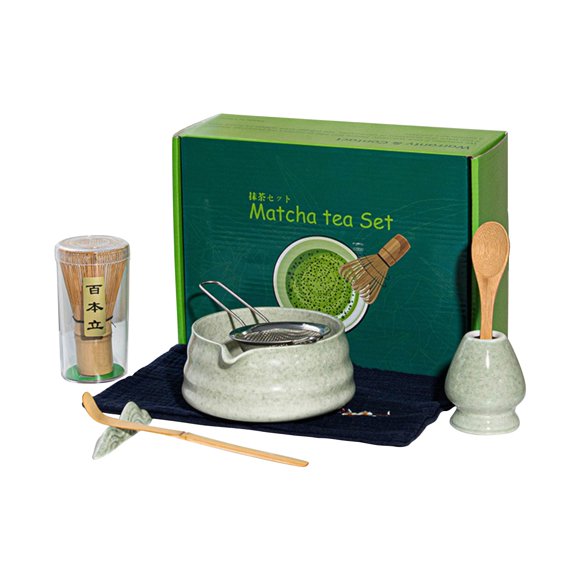 Matcha Whisk Set Ceramic Matcha Set Includes Matcha Bowl Matcha Whisk and Holder Rest and Tea Towel 7 Pcs Matcha Kit for Matcha Lovers