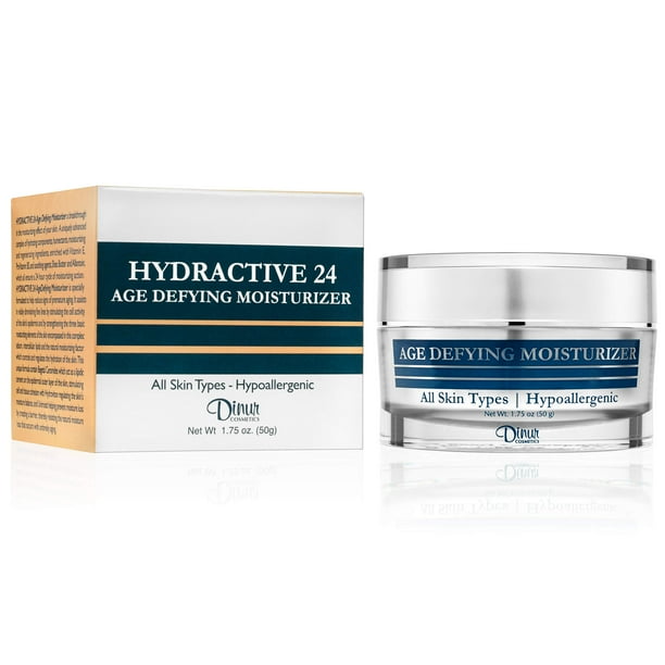 Dinur Cosmetics Hydractive 24 Hidratante que desafía la edad Hidratante Se ve más joven, más suave y brillante Mejora la elasticidad de la piel Uniformidad 1.75 onzas/50 gramos