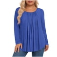 thumbnail image 1 of Hauts pour Femmes Grande Taille, Chemises Décontractées à Manches Longues Coupe Décontractée, Blouses à Col Rond T-Shirt Surdimensionné Confortable, Tenue d'Intérieur Tendance 2026 pour Usage Quotidien, 1 of 5