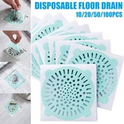100PCS Disposable Shower Drain Hair Catcher Mesh Stickers Disposable Sink Strainer for Shower Drain Stickers