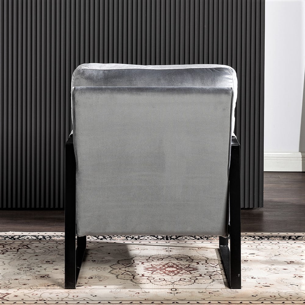 US Pride Furniture Hosam 25.4" Velvet Upholstery Metal Arms Chair Gray