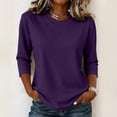 thumbnail image 2 of 3/4 length Sleeve Shirts for Women,Soft Stretchy Wrinkle-Free Tops,Casual Crew Neck T Shirt for Work Daily Fall, 2XL, 2 of 6