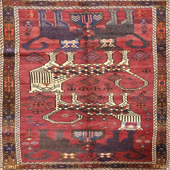 Ahgly Company Machine Washable Indoor Square Traditional Orange Salmon Pink Area Rugs, 3' Square