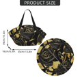 thumbnail image 4 of Roses Black And Golden Leaf Glitter 2-in-1 Foldable Picnic Blanket Tote Bag Shoulder Handbag, Large Circular Outdoor Mat for Beach Camping Park, 4 of 5