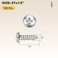 thumbnail image 2 of Pan Head Self Tapping Screws(#7x1/2") 100Pcs, 304 Stainless steel Self Drilling Screw for Metal Wood Plastic, for Cabinet Wall Shutter Plate Rock Furniture, Silver Tone, 2 of 7
