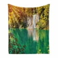 thumbnail image 1 of Croatia Soft Flannel Fleece Throw Blanket, Outdoor Scene with Forest and Lake, Cozy Plush for Indoor and Outdoor Use, 50" x 70", Multicolor, by Ambesonne, 1 of 6