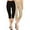 Black/Khaki Beige, variant on 2 Pack Women's High Waist Cotton Capri Jegging Pants Pull On Stretch Capris Size S - 3XL 20" Inseam