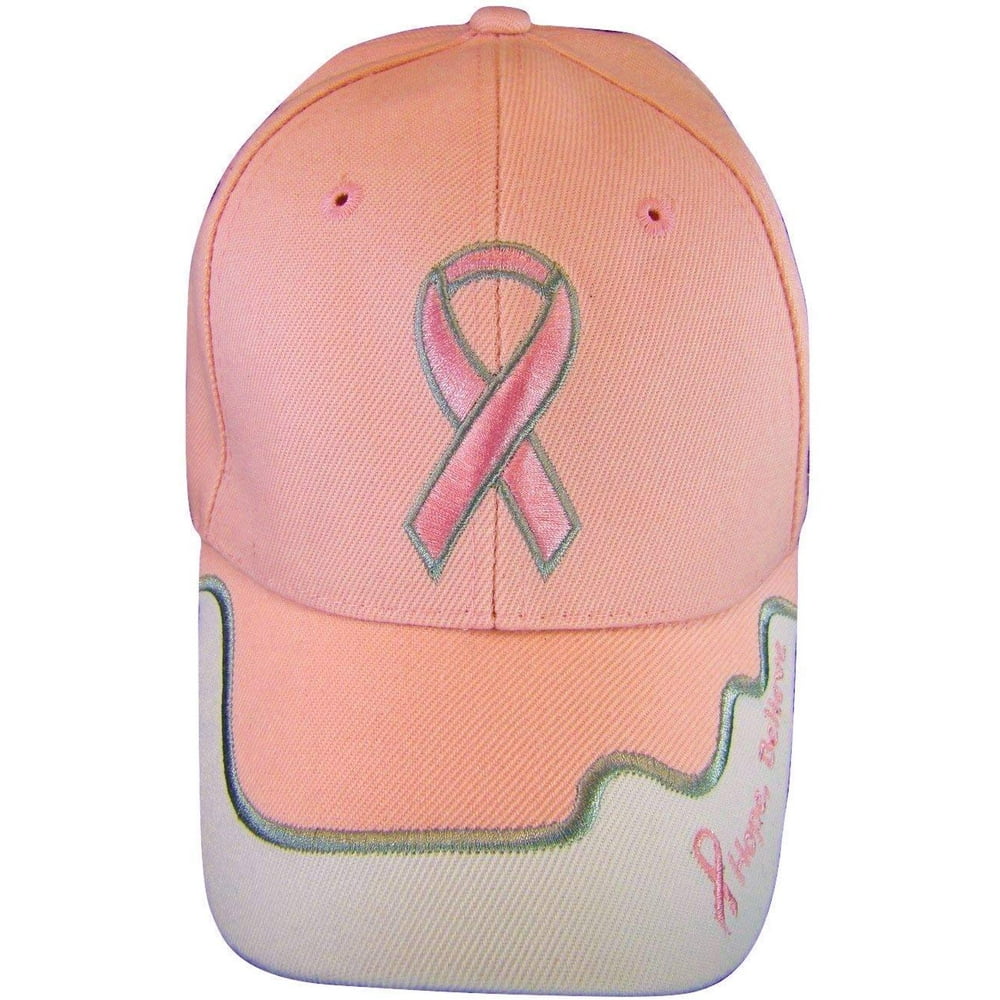 “Pink Ribbon” Breast Cancer Awareness Hat - Pink w/ White Accents