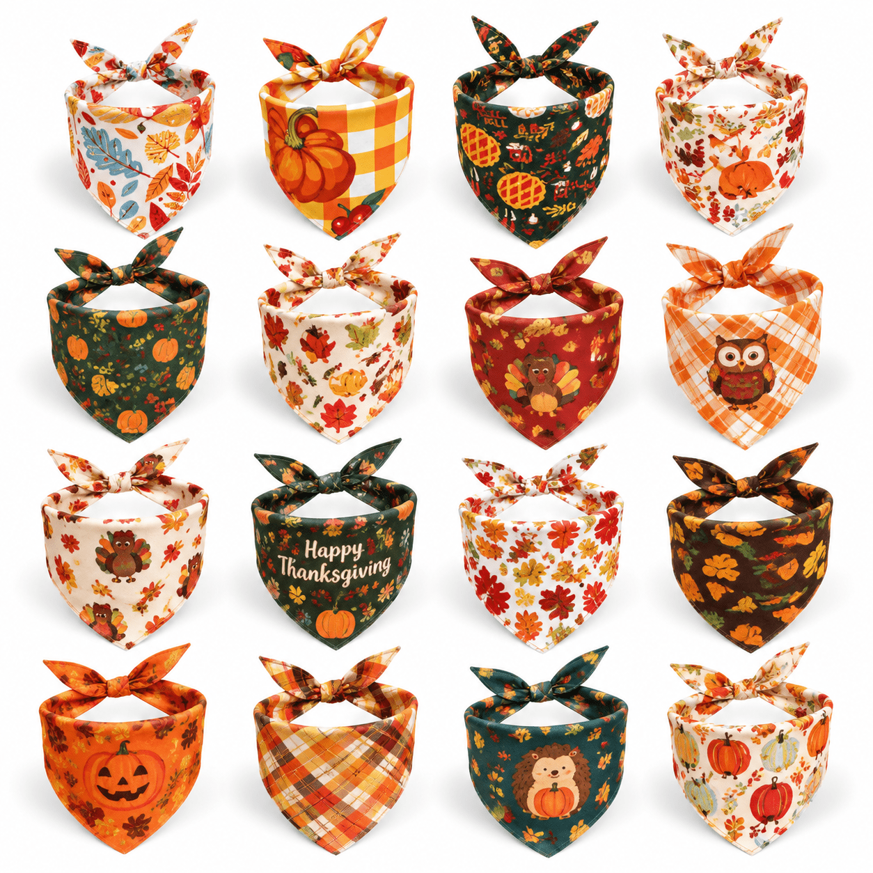 300-Fall Dog Bandanas Bulk Maple Leaf Harvest Thanksgiving Pet Scarves