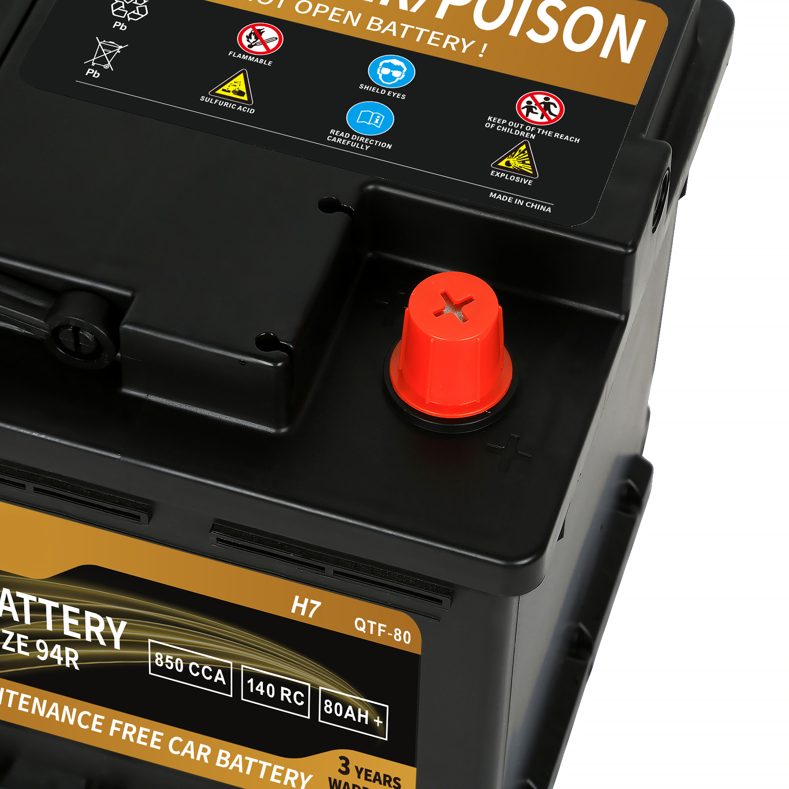 Weize Platinum AGM Battery, BCI Group 94R H7 Automotive Battery, 12 Volts, 850 CCA, 140 RC