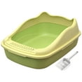 thumbnail image 2 of TOOYFUL Cat Litter Tray Toilet Semi Enclosed High Sides Sturdy Anti ing Smooth Bottom for Rabbits Removable Base 22x15x7.8inch Green, 2 of 10