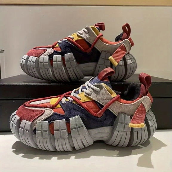 2025 European Station Distressed Dad Shoes, Two-tone Casual Sports Shoes, All-season Versatile Trendy Shoes, Wear-, Anti-slip, Lightweight and Height-increasing Shoes