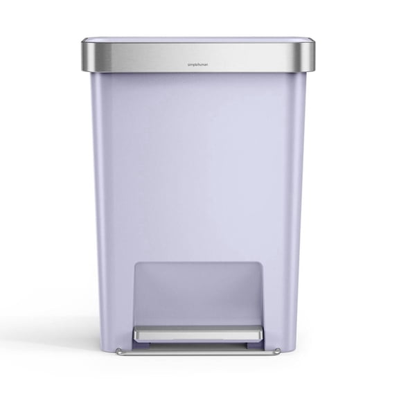 simplehuman 12 gal Plastic Rectangular Kitchen Step Trash Can With Liner Pocket, Lilac