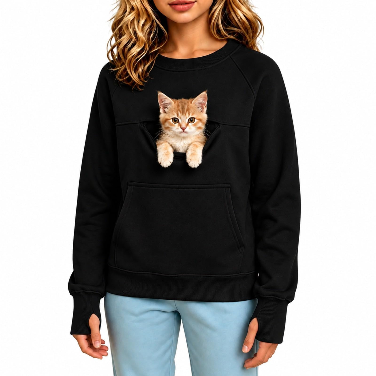 Kids Girls Hoodie with Pet Pocket Long Sleeve Solid Color Fall and Winter Sweatshirts for Girls Casual Loose Soft Hooded Pullover Tops 15-16 Years