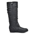 thumbnail image 5 of Dream Pairs Womens Wide-Calf Knee High Low Hidden Wedge Slouch Buckle Boots Ura Black Size 8.5, 5 of 5