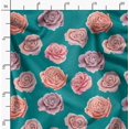 thumbnail image 2 of Soimoi Green Poly Georgette Fabric Rose Floral Printed Fabric 1 Yard 42 Inch Wide, 2 of 6