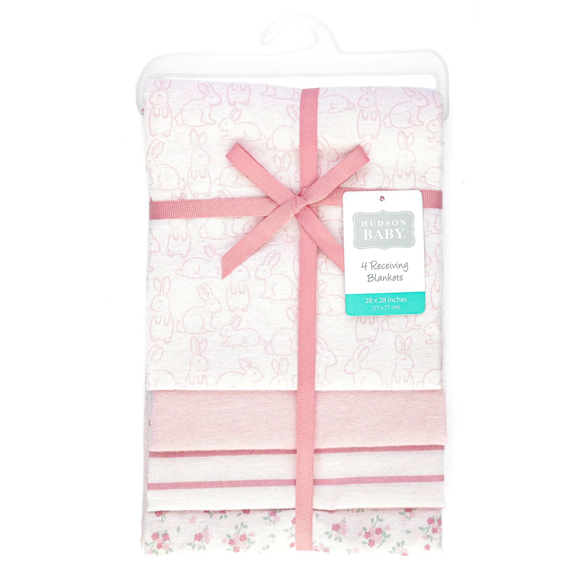 Hudson Baby Unisex Baby Cotton Poly Flannel Receiving Blankets, Wispy Wild Flower Bunny, One Size