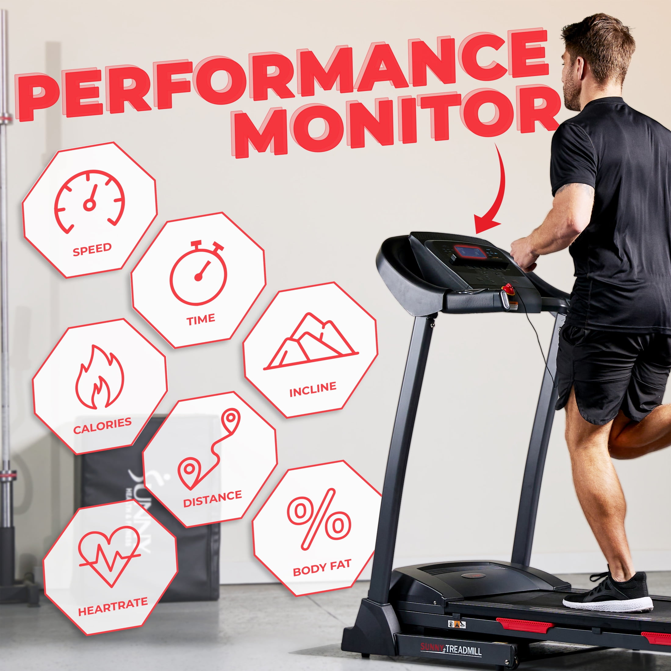 Sunny Health & Fitness Premium Foldable Incline Treadmill + Shock Absorbtion w Free SunnyFit® App Membership - SF-T7705SMART
