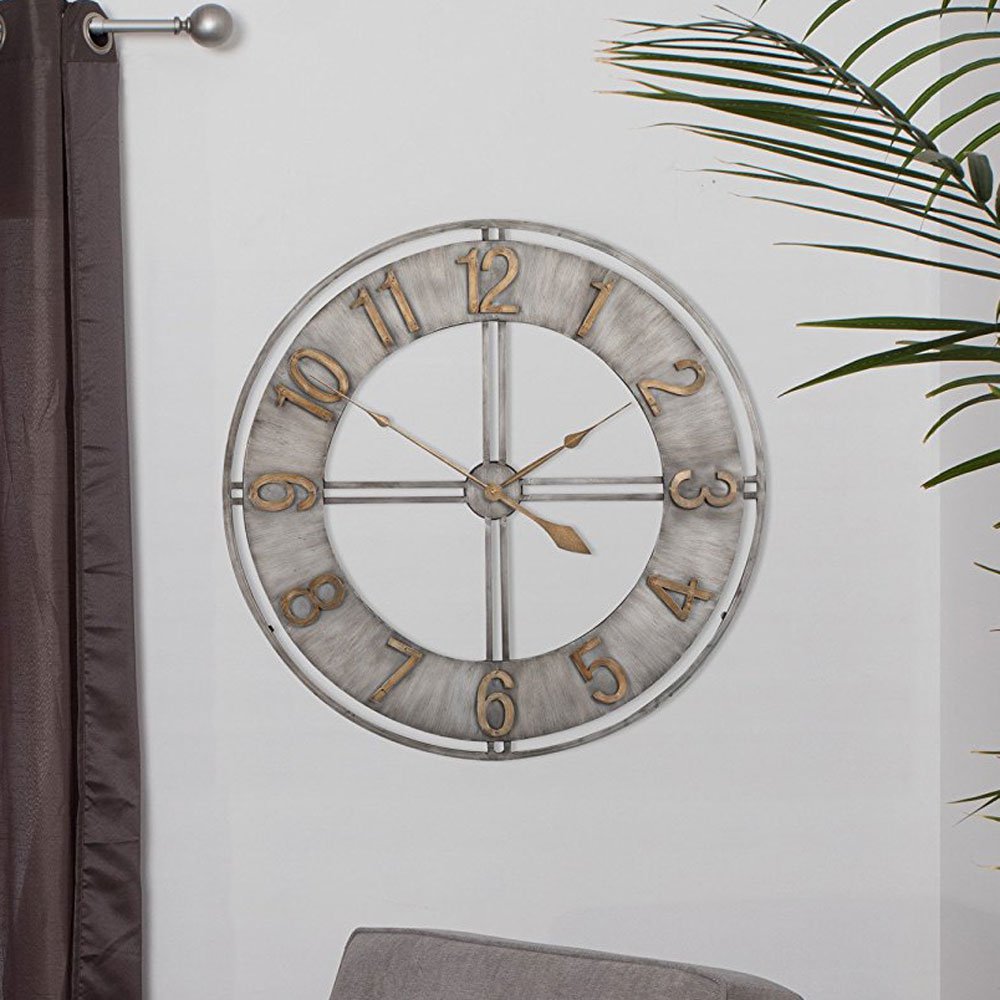 Studio Designs 30" Industrial Loft Analog Home Decor Wall Clock, Steel & Bronze
