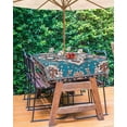 thumbnail image 3 of Outdoor Tablecloth with Umbrella Hole and Zipper Turquoise Brown Boho Tablecloths 60x102 Waterproof Outside Table Cloths Vintage Bohemian Patio Table Cloth Cover for Outdoor Tables Picnic Garden, 3 of 6