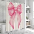 thumbnail image 5 of Pink Bow Shower Curtain Set - Small 36" x 72" Washable Bathtub Curtain with 12 Hooks, Cute Pink Vintage Waterproof Fabric Stall Shower Curtains for Bathroom/Bathtub Décor, 5 of 6