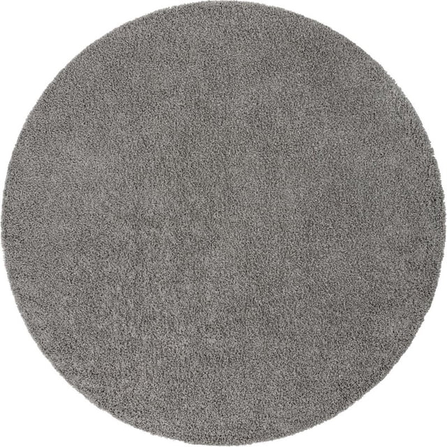 Unique Loom Solid Shag Modern Plush Area Rug 10' 2 x 10' 2 Round Cloud Gray