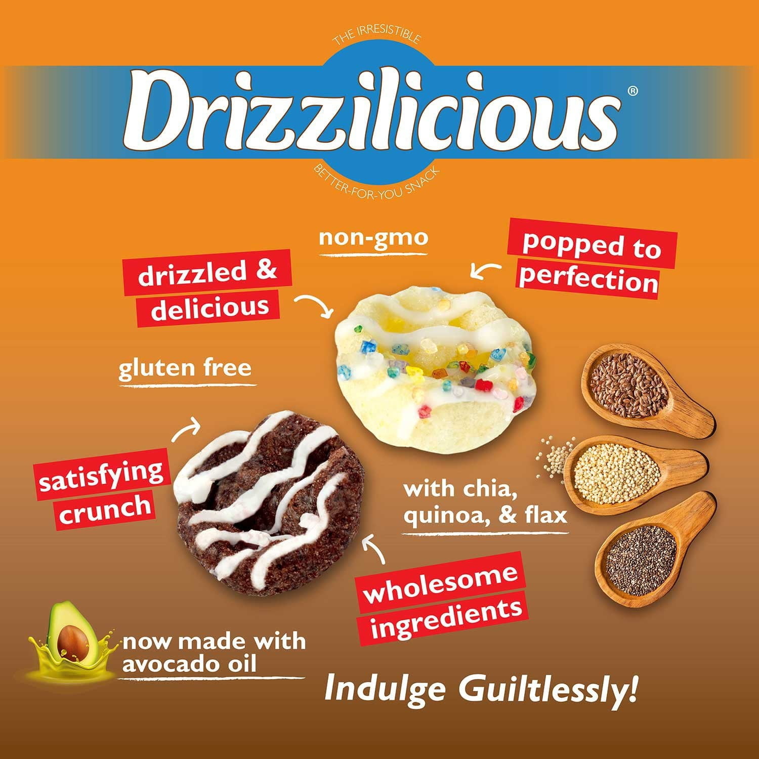 Drizzilicious Mini Rice Cake Bites Variety Pack, 0.74 Ounce (Pack of 32)