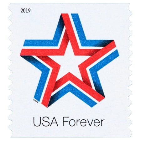 USPS Star Ribbon Strip Forever Postage Stamps, 50 Stamps