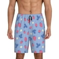 thumbnail image 3 of Lsque Strawberry And Flowers Mens Sleep Pajama Shorts,Short Pajama Pants, Cotton Ultra-Soft Knit-Small, 3 of 9