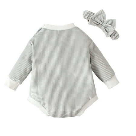 

Quealent Long Sleeve Bodysuit Baby Girl Baby Rompers Baby Romper Organic Cotton Romper By Mac & Moon Baby Boy or Baby Girl Gray 0-6 Months