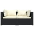 thumbnail image 2 of vidaXL 3 Piece Garden Lounge Set with Cushions Black Poly Rattan, 2 of 4