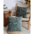 thumbnail image 3 of Set of 2 Velvet Leaves Throw Pillow Covers Decorative Square Solid Cushion Cases Pillowcase for Bed Sofa Couch Chair Car Home Decor (Grey, 18"x18"), 3 of 4