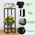 thumbnail image 4 of 37.4 Tall Plant Stands Indoor Plant Stand indoor Tall Plant Pedestal stand Black Metal Plant Stands Indoor 2- Tier Modern Corner Plant Stand Rack Shelves Square Plant Tables for Corner Living, 4 of 7