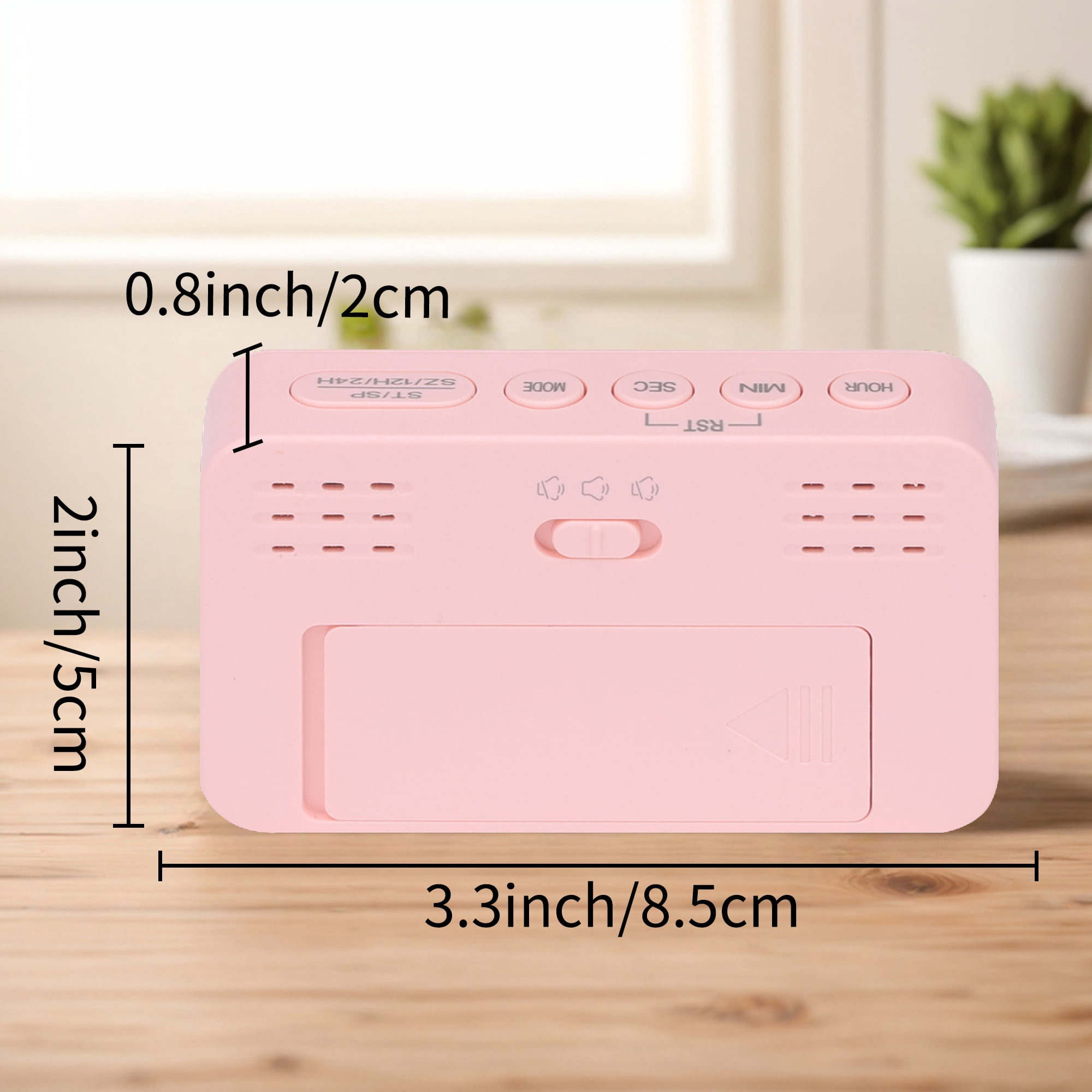 Unique Bargains 2 Pcs Small Loud Alarm Clock Battery Operated Desk Clock White Pink/Green